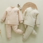 Bộ đồ lót cho bé mùa xuân màu cotton cotton mỏng ấm có thể mở -3- 0-3-6 tháng nam và nữ quần cotton cho bé - Quần áo lót đồ thú cho bé