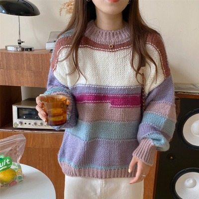 taobao agent Demi-season sweater, knitted top, Korean style, long sleeve