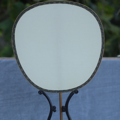 zootee汉服扇团扇宫扇双面进口绢古风摄影道具手工制作椭圆大团扇