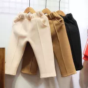 Quần áo trẻ em Hàn Quốc mùa thu và mùa đông cô gái mới trung tính BF gió nước ngoài quần len lỏng lẻo quần chân quần