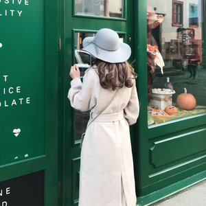 BV thiết kế ban đầu mùa thu và mùa đông mới eo là mỏng Hàn Quốc phiên bản của các loại wool áo len áo khoác nữ phần dài