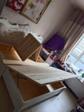 Кровати деревянные комбинации 欧式实木床松木床双人床软包床1.8米高箱床储物床石家庄不发外地 Rich