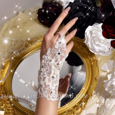 taobao agent White lace gloves, dancing wristband, accessory, sleeves, Lolita style, flowered