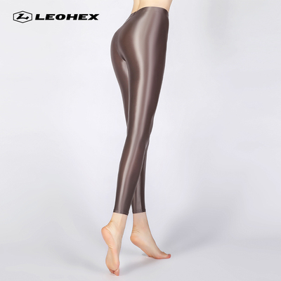 taobao agent Leohex thin glossy, bright, smooth silk and tight pants female wearing bright light nine points elastic color leggings