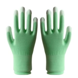 Зеленые нейлоновые полиуретановые износостойкие нескользящие рабочие ультратонкие тонкие дышащие перчатки, оптовые продажи
