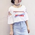 Mùa hè 2018 mới dành cho nữ Sinh viên Hàn Quốc tay ngắn buông xõa Sen nhỏ hoang dã ngọt ngào - Áo phông áo phông trơn Áo phông