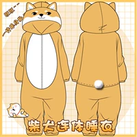 Shiba Inu xung quanh phim hoạt hình nam và nữ Keji cos đồ ngủ Husky thứ hai nhân dân tệ flannel quần áo mùa đông sticker hình cô gái