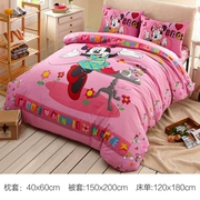 Trẻ em Disney phim hoạt hình giường ba mảnh bông quilt cover sheets pillowcase bộ đồ giường anime Minnie Công Chúa xe