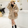 21-carat Lilyba với cùng một chiếc áo khoác Liu Jiayin lạc đà lông trùm đầu loose fur coat nữ phần dài áo khoác lông cừu nữ
