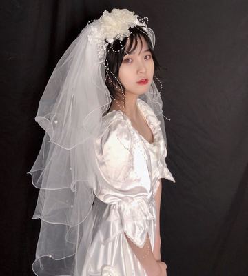 taobao agent Lin Meng retro vintage flower lace pearl veil vias Hong Kong style 1980s antique wedding wedding lolita