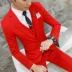 quan ao nam Bộ đồ nam màu đỏ hợp thời trang Slim Casual Suit Bộ đồ nam trẻ trung phong cách Hàn Quốc Bộ đồ nhỏ ba mảnh Áo cưới chú rể đồ nam đẹp Bộ đồ