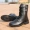 Giày bốt nam đế xuồng nam Hàn Quốc Martin bốt cao để giúp giày quân đội xu hướng giày da đen mùa thu và mùa đông bốt dài đi giày nam