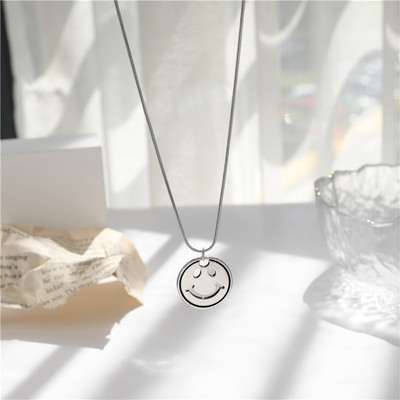 Long Smile Necklace 2319lovely interest Retro Bear Necklace female ins men and women Internet celebrity Hip hop personality Simple and versatile have more cash than can be accounted for sweater chain