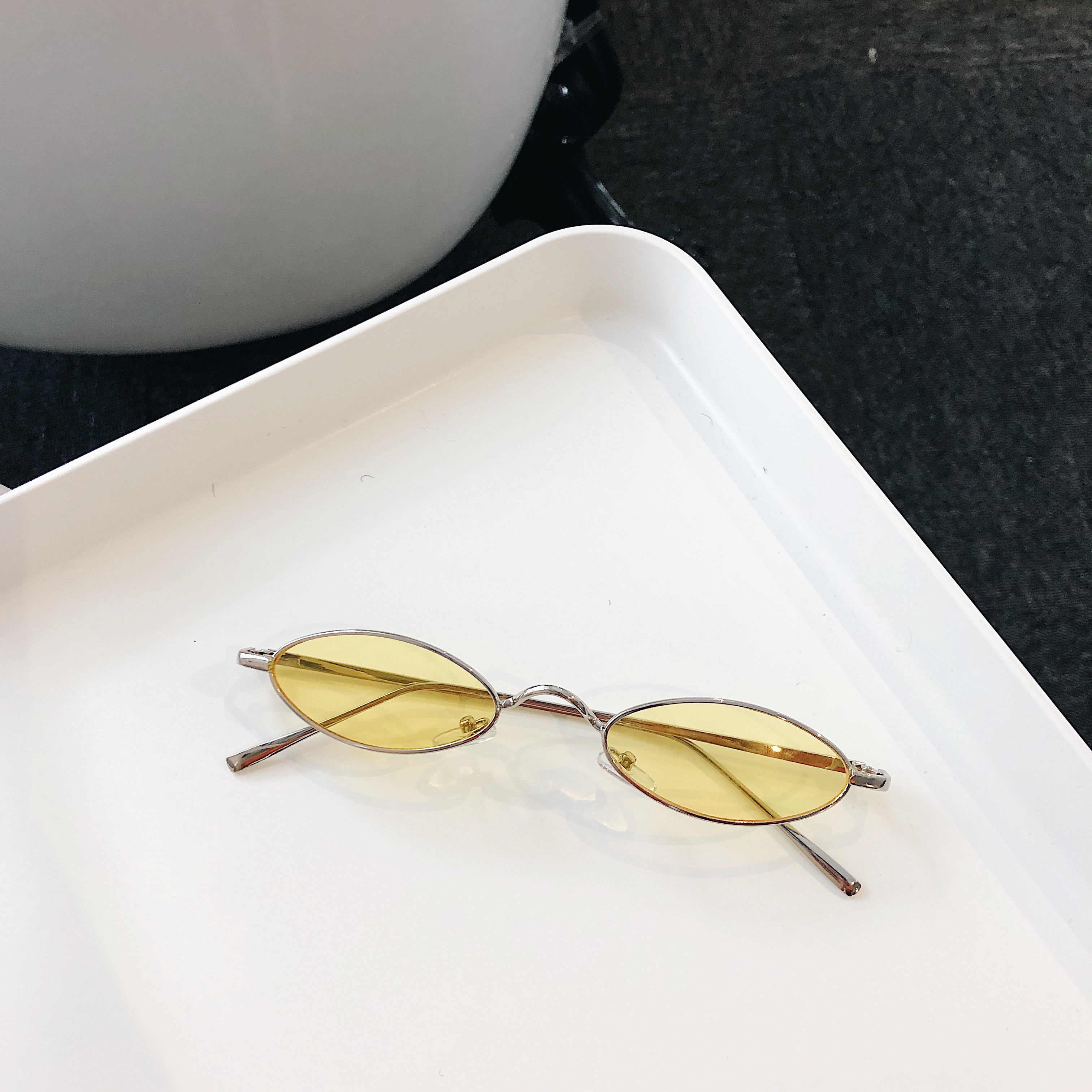 YellowRetroCatEyeSunglassesWomenYellowRedLensSunglassesF
