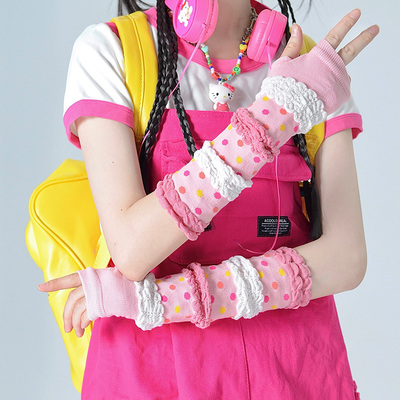 taobao agent Cute Sleeve Summer Summer Sunscreen Polynamine Bubble Powder Y2K Young Momasum Loli Defense UVs Summer Sleeve Sleeve