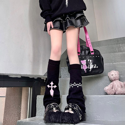taobao agent Asymmetric cross -legged leg cover Y2K punk Pochoreta two hot girl wide -leg socks chains sweet cool pile of socks
