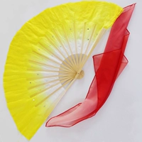 Действительно шелковый желтый вентилятор+градиент красный шелковый шарф