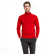 Năm sinh lớn áo len đỏ cổ cao cao mỏng đỏ lỏng áo len dày nam thanh niên áo len cổ tròn