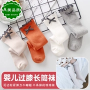 Vớ trẻ em vớ trẻ em mùa xuân và mùa thu vớ cotton trên đầu gối vớ cô gái nước ngoài không khí ren Hàn Quốc - Vớ