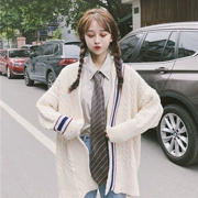Mùa thu Hàn Quốc phiên bản của Harajuku phong cách loose bf cardigan dài tay áo len áo nữ sinh viên hoang dã dệt kim áo len dòng thủy triều