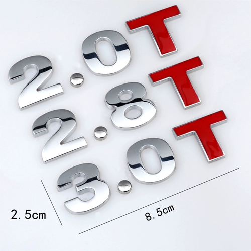 Автоматип логотип 1.4t1.8t3.0t2.4l3.0l Смещение хвостовая метка металлическая наклейка 2.0t автомобиль наклейка хвостовой маркер алфавит