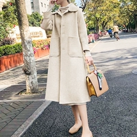 Áo khoác len nữ Hepburn gió dài phần 2019 thu đông 2018 phiên bản áo len nữ phổ biến mới của Hàn Quốc - Áo Hàn Quốc áo khoác dạ nữ hàn quốc cao cấp