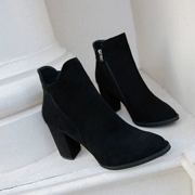 Booties nữ mùa xuân và mùa thu và mùa đông dày với giày bốt Martin phong cách Anh