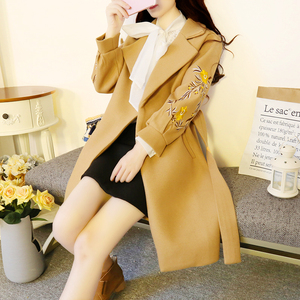 Thêu áo len nữ phần dài Hàn Quốc phiên bản 2018 mùa thu và mùa đông phong cách mới eo hoang dã Đèn Lồng tay áo len áo