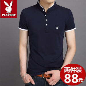 Playboy Mùa Hè Nam Ngắn Tay Áo Đứng Cổ Áo T-Shirt Cotton Polo Áo Sơ Mi Hàn Quốc Slim Thanh Niên Nam Nửa Tay Áo Thủy Triều áo polo gucci