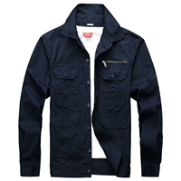 Летний темно-синий топ с пятью карманами из чистого хлопка (на пуговицах)