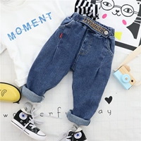 Quần áo trẻ em Hàn Quốc chữ thêu eo bé trai giản dị căng quần jeans trẻ em hoang dã đơn giản quần thủy triều - Quần jean quần áo trẻ sơ sinh