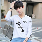 Đồ lót nhiệt Hàn Quốc phiên bản của xu hướng của người đàn ông đẹp trai của mùa thu quần áo áo sơ mi dài tay thanh niên phần mỏng V-Cổ mặc mùa thu người đàn ông