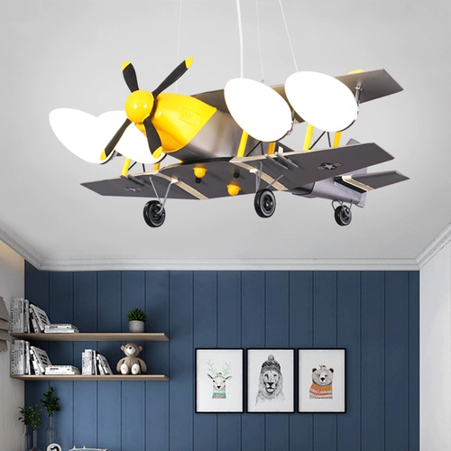Ретро самолет, люстра для детской комнаты, мультяшные креативные садовые фонари для мальчиков для спальни для детского сада, светильник