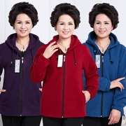 Mùa thu và trung niên mặc áo khoác lông cừu dày của phụ nữ cộng với phân bón áo len XL áo khoác nữ trung niên - Áo len