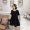 ◆ Yang Momo ◆ váy đen Hàn Quốc phiên bản của eo cao retro một từ trong váy dài sen lỏng búp bê váy nữ mùa hè mẫu váy xòe 2020
