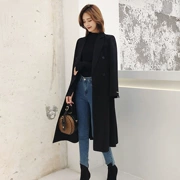 Bộ đồ sang trọng nữ 2018 mới mùa thu đen retro dài phần nhỏ phù hợp với eo eo áo dài mỏng