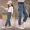Quần bé gái 2019 mùa thu mới phiên bản Hàn Quốc của quần jeans nước ngoài Quần bé gái Quần bé gái hoa eo cao quần harem - Quần jean