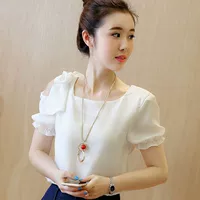 Летняя одежда, модный шифоновый топ, футболка с коротким рукавом, 2020, в корейском стиле, в западном стиле