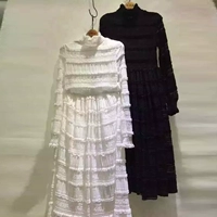 Mùa thu và mùa đông cổ tích cơ sở váy nữ phiên bản Hàn Quốc của eo rỗng màu trắng bên trong phần dài Một chiếc váy ren từ váy mẫu váy chữ a đẹp 2020