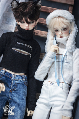 taobao agent [La Lucyful] {zipper} bjd baby clothes black and white zipper turtleneck sweater uncle three points and four points