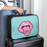 Túi lưu trữ du lịch dễ thương phim hoạt hình xách tay nam và nữ túi nội trú túi lớn có thể được đặt xe đẩy trường hợp quần áo hoàn thành túi lưu trữ