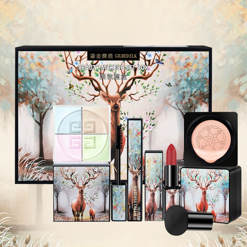 Yanzi Elk Makeup Hộp quà năm miếng Nấm Head Cushion Mascara Setting Powder Lipstick Set - Bộ trang điểm
