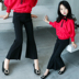 Cô gái chuông đáy quần mùa xuân và mùa hè 2018 mới của Hàn Quốc phiên bản của trẻ em của quần mỏng thời trang cô gái đen stretch quần chân rộng Mùa xuân