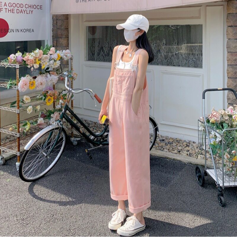 Summer women's wide-leg straight-leg pants, children's petite high-waisted denim overalls, spring and autumn loose, niche slimming long pants