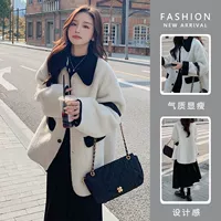 Áo khoác len cừu dành cho phụ nữ mang thai phong cách mùa thu và mùa đông nóng bỏng của phụ nữ Xiaoxiang phong cách đại học lông một áo khoác cashmere dày đầm bầu công sở