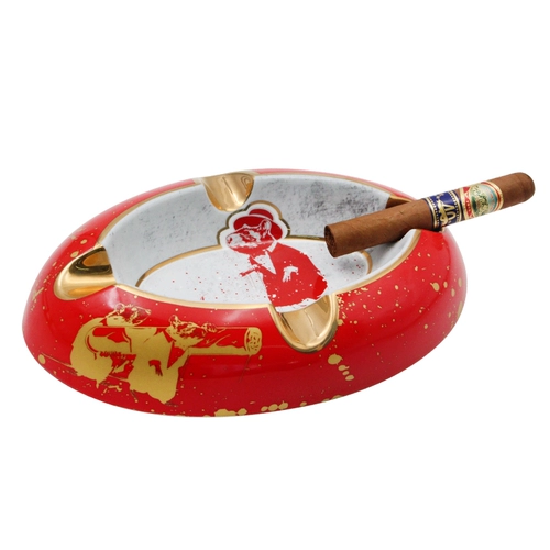 Оригинальный японский столетие Siglo Rat Year Ceramic Cigar Ashtray Red Ellipse 4 -специфическая подарочная коробка с сигаром.