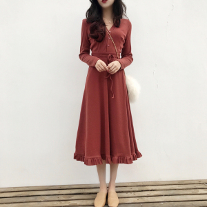 复古超仙初恋少女ins超火的连衣裙夏季