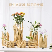 Bình hoa bằng gỗ châu Âu lọ hoa lọ hoa phòng khách nước sáng tạo gỗ hoa phong cảnh trang trí - Vase / Bồn hoa & Kệ