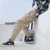 Mùa thu thêu quần âu rộng quần nam xu hướng quần chín quần nam phiên bản Hàn Quốc của quần quần trẻ trung đồ nam Crop Jeans