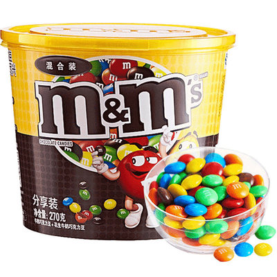 [m&ms 分享装(牛奶+花生牛奶)巧克力豆 270g/桶]
